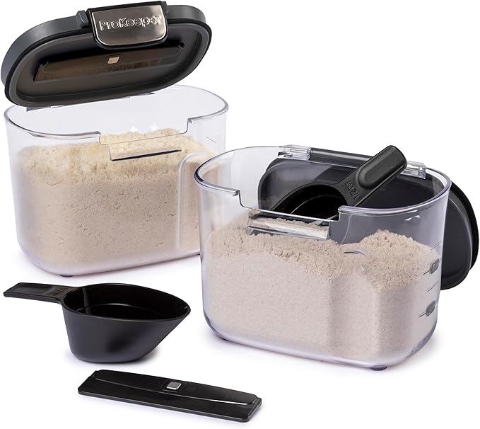 Progressive International ProKeeper+ Clear Plastic Airtight Food Baker's Kitchen Storage Organization Container Canister Set with Magnetic Accessories, 2- Piece Set (Specialty Flour 1.5-Quart)