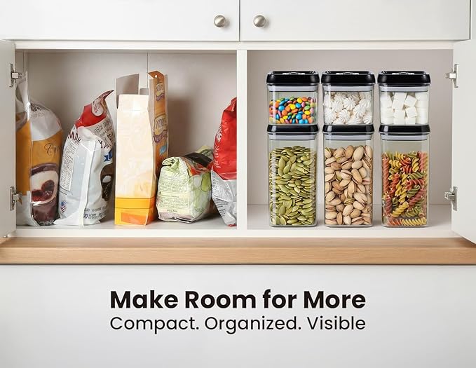 Felli Flip Tite Food Storage Container with Lid Airtight 4" Ring Seal Flip Top, Stackable Acrylic Canister Jar for Pantry Kitchen Counter, Snack Coffee Bean Granola Pet Treats Cracker Holder (1.2 L)