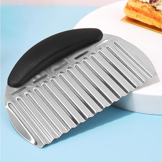 Crinkle Cutter for Veggies & Potatoes - Heavy Duty Stainless Steel Wave Knife & French Fry Slicer Crinkle Cutting Tools with Comfortable Handles for Carrots, Onions, and Fruits