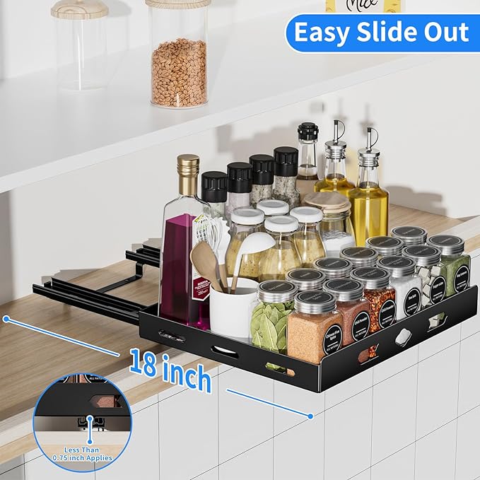Pull Out Spice Rack Organizer for Cabinet, 1 Tier Heavy Duty Spice Rack
