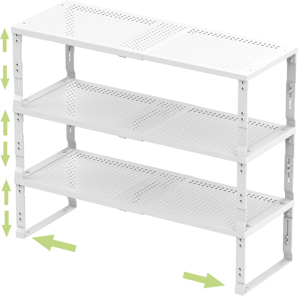 Adjustable Expanable Stackable Spice Rack Shelf Pantry Storage Organizer for Kitchen Cabinet,Countertop,Bathroom and More.Space is no Longer Limited(3Packs/White/Medium)