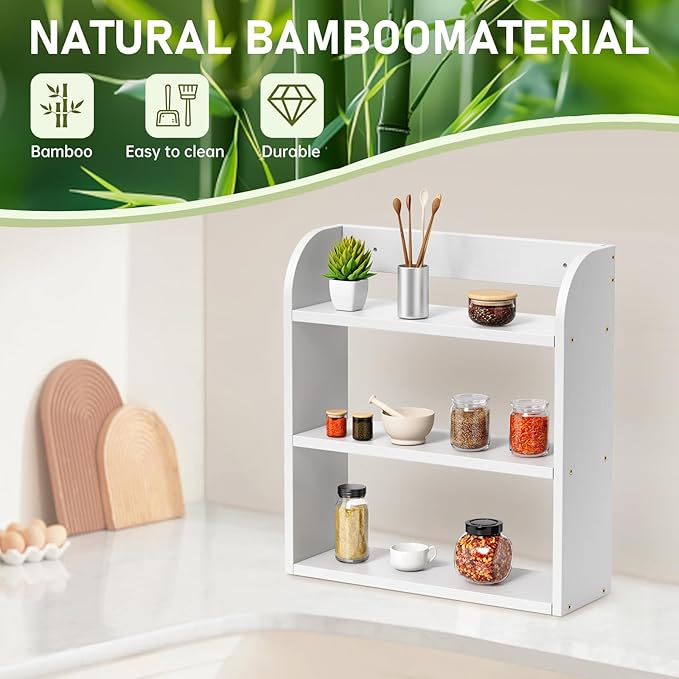 CRAFT 3 Tier Bamboo Spice Rack, White