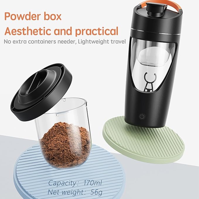 Electric Protein Shaker Bottle with Storage, 24oz USB-C Rechargeable, BPA-Free Tritan, Leak-Proof Mixer Bottle for Gym, Travel（Black）