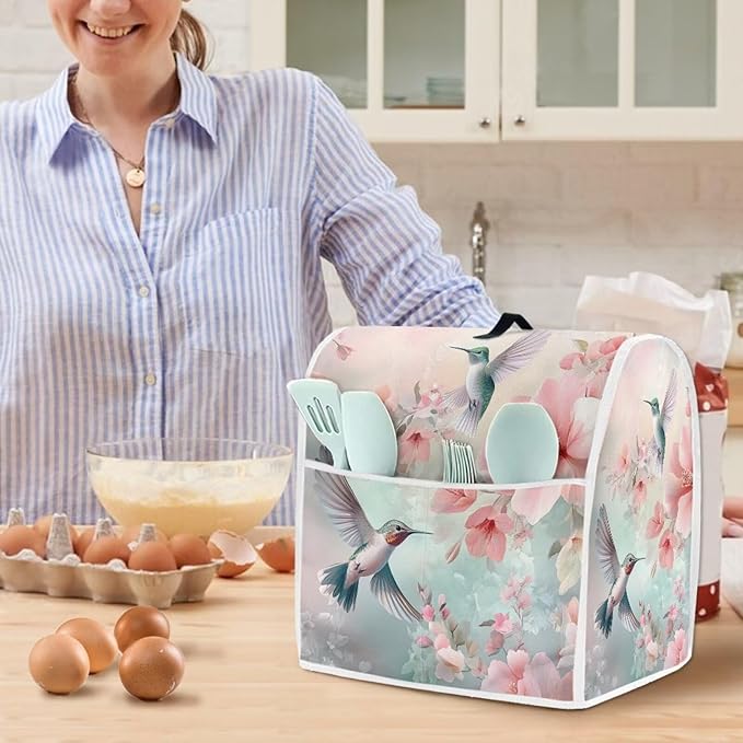 Hummingbird Stand Mixer Cover Universal Fits Appliance Covers for Kitchen Counter with Handle & Pockets Liquid Splash-Proof Dust Protector Compatible with 4.5-5 Quart Juicers