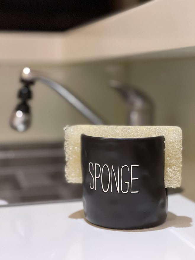 Mud Pie Kitchen Dish Bistro Sponge Holder Caddy, Black