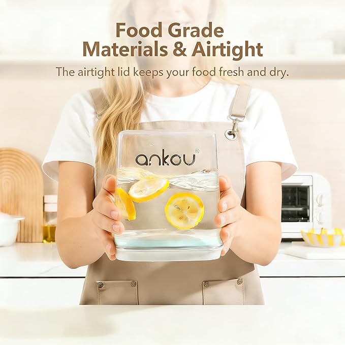 Ankou Dog Food Storage Containers Set, 4.2 QT with 130 ml Scoop & 2.8 QT, Airtight BPA-Free | Stackable Pop Lid Plastic Containers for Kibble & Pet Treats