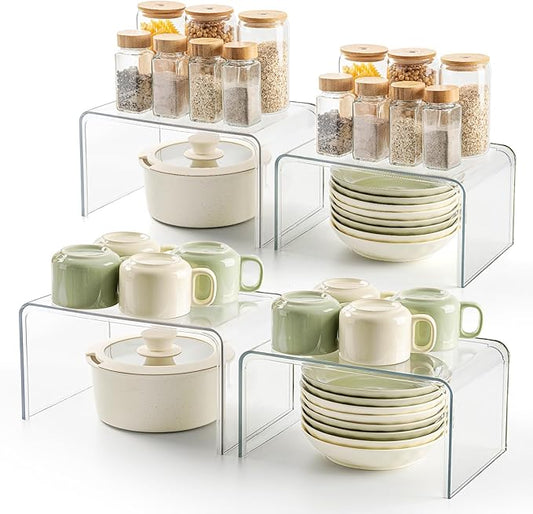 Clear Spice Rack Shelves, Pantry Organizers and Storage Set of 4