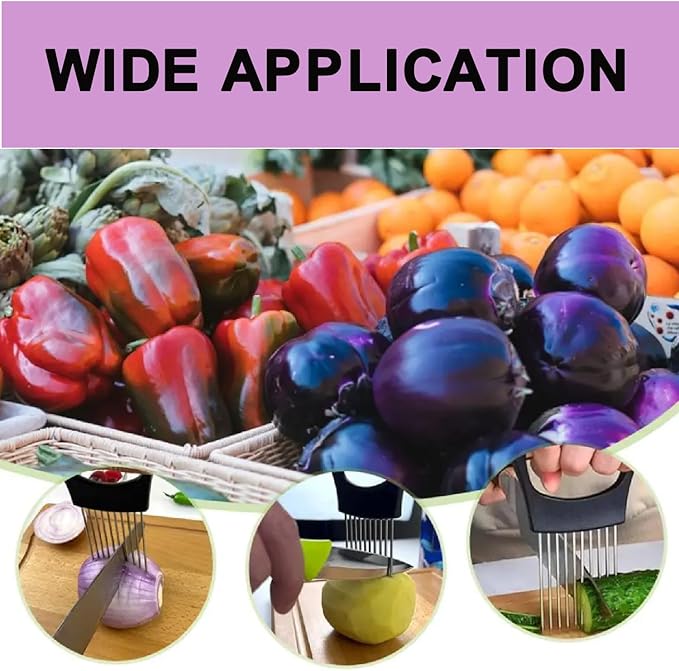 Onion Holder for Slicing, Large Onion Cutter Vegetable Chopper,Stainless Steel Lemon Slicer with 14 Needles,Kitchen Chopper Slicing Assistant Tool for Tomato Potato Avocados Eggs Meat Chopper