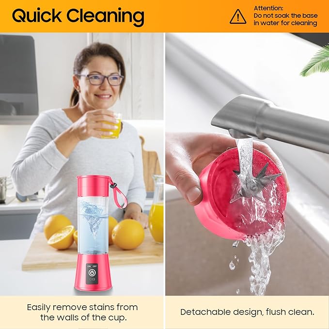 Cordless Personal Size Portable Blender - 380Ml Blender Smoothies and Shakes, BPA Free Traveling Juice Cup with Powerful Blending, Freshly Squeezed in Sports/Travel/Home