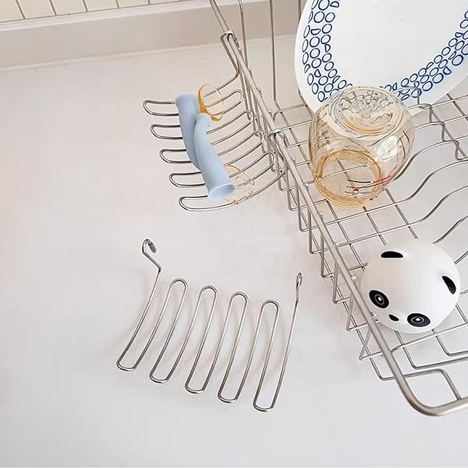 Kitchen Sponge Holder Kitchen Sink Caddy Organizer Attach to Standard Dish Drying Rack Hanging Drip Tray for Zero Scratch Scrub Sponge Dish Brush Set Bottle Brush Dishwashing Block Soap Bar