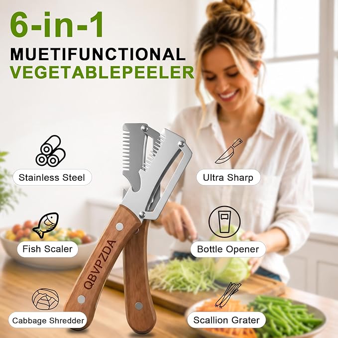Multi Functional Vegetable Peeler Julienne Hand Held Opener 3 in 1 Easy-Clean Stainless Heavy Duty Steel Thickened for Kitchen Fruit Potatoes Cabbage Graters Slicer Shredder(Julienne Slicer(1pc))