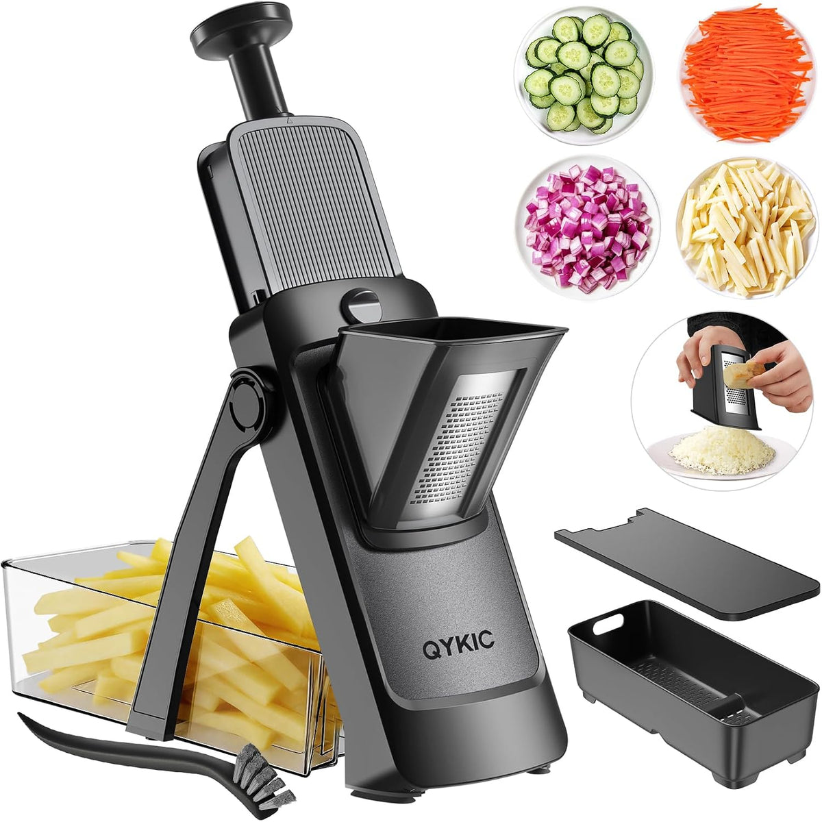 Mandoline Slicer for Kitchen, Adjustable 0.1-8mm (S4 Black)