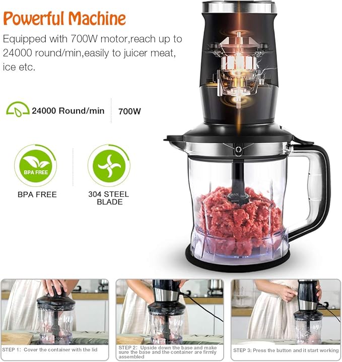 Blender and Food Processor Combo, Personal Blender for Shakes and Smoothies, Suitable for Kitchen, Home, 700W Electric Blender with Mixer Grinder/Chopper