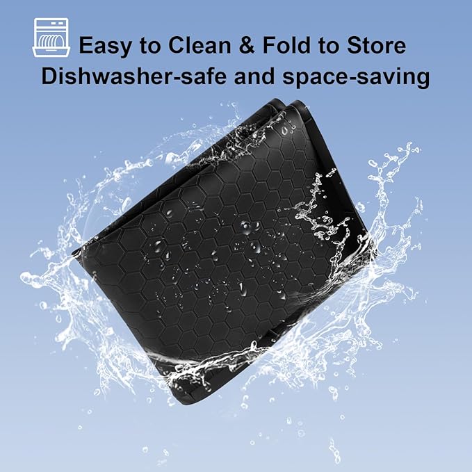 Under Sink Mat - 31" x 22" Waterproof Kitchen Cabinet Mat - Flexible Silicone Under Sink Liner - Kitchen Bathroom Cabinet Mat and Protector for Drips Leaks Spills (Black)