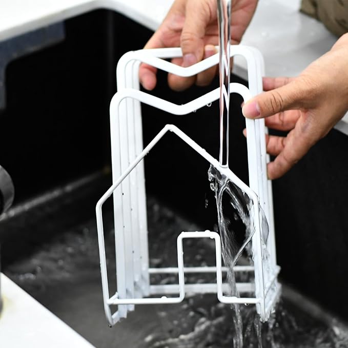 Kitchen Countertop Pots Pan Lids Rack (White)