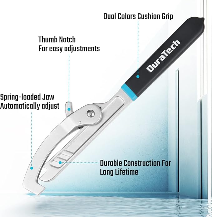 DURATECH Sink Strainer Lock Nut Wrench, Adjustable up to 4-3⁄4" Capacity Upgrade Jaw, for Install or Remove Strainer Basket Lock Nuts