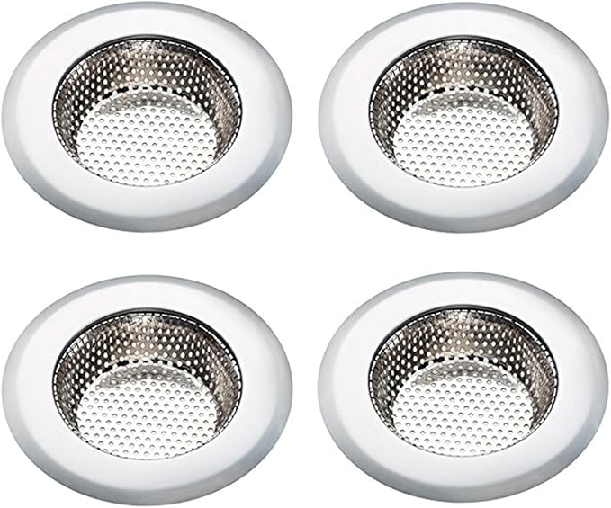 Kitchen Sink Strainer Basket Stainless Steel - Sink Drain Cover with Wide Rim, for Most Kitchen Sinks Anti-Clogging 4.5 in (4pc Silver)