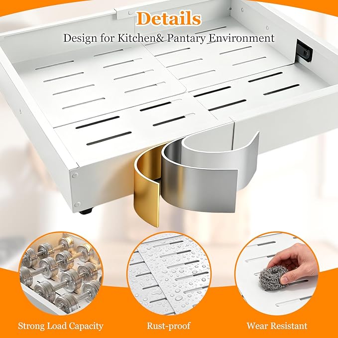 Pull Out Cabinet Organizer for Kitchen,Full Expandable Width 12"-19" Depth 16"-22" Cabinet Drawers Slide Out No Drill Adhesive,Cabinet Pull Out Shelves for Kitchen Pots Pans Spices 2Pack