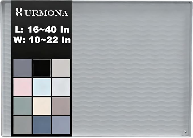 URMONA 34'' x 22'' Waterproof Silicone Under Sink Mat Cabinet and Counter Protector, Shelf Liner for Kitchen and Bathroom, Storage and Organizers