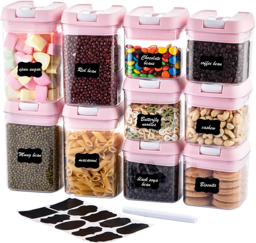Airtight Food Storage Container Set-10 Piece Plastic Cereal Canisters