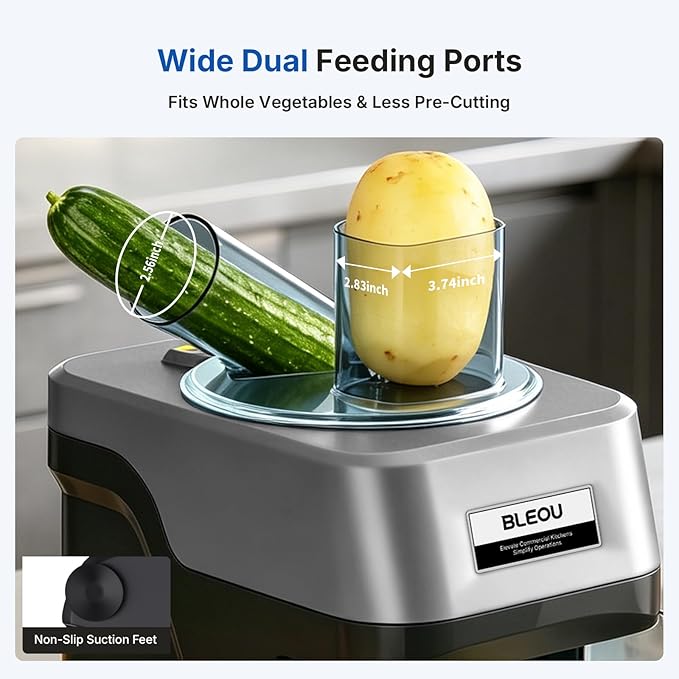 BLEOU 5-in-1 Commercial Electric Vegetable Chopper, 330LBS/H Heavy Duty Food Dicer & Veggie Slicer with Magnetic Safety Lid, Stainless Steel Blades, Ideal for Restaurant & Kitchen
