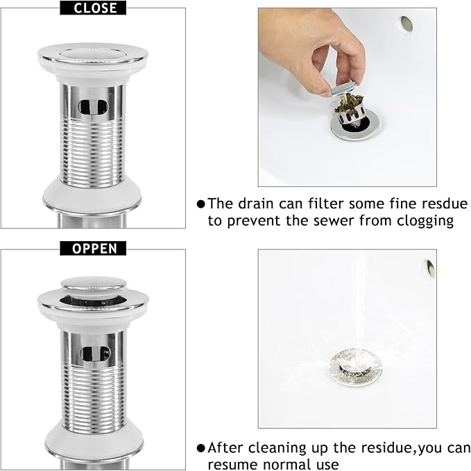 Bathroom Sink Drain,5 Pack Drain Stopper with Overflow,Small Cap Pop Up Drain Assembly with Detachable Strainer Basket,Built-in Anti-Clogging, Stainless Steel Nut Brushed Nickel
