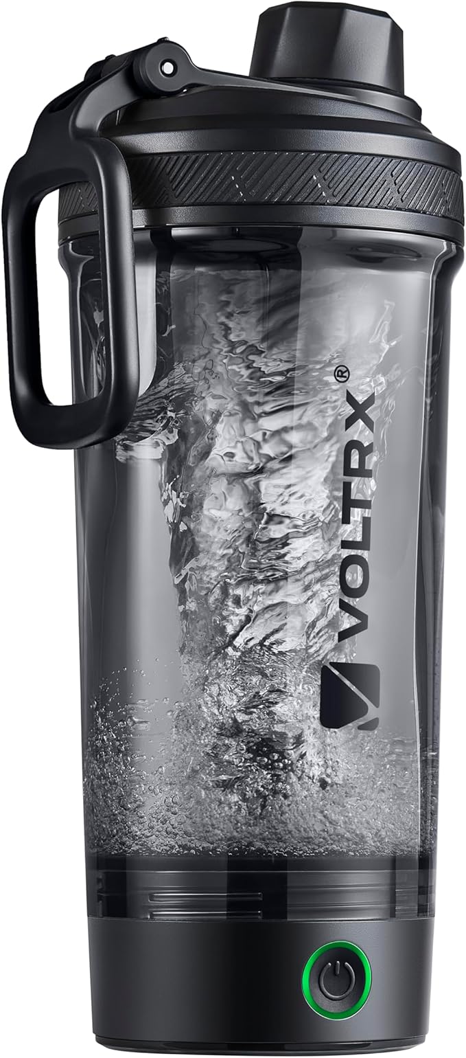 VOLTRX Shaker Bottle, Gallium USB C Rechargeable Electric Protein Shake Mixer, Shaker Cups for Protein Shakes and Meal Replacement Shakes, BPA Free, Made with Tritan, Obsidian Black, 20oz