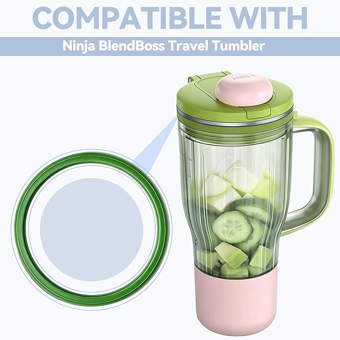 2 PCS Replacement Seal for Ninja BlendBOSS Personal Smoothie Tumbler, Food-Grade Silicone Gasket, Leak-Proof & Durable, Compatible with Ninja Blend BOSS Tumbler (Avocado-Green)