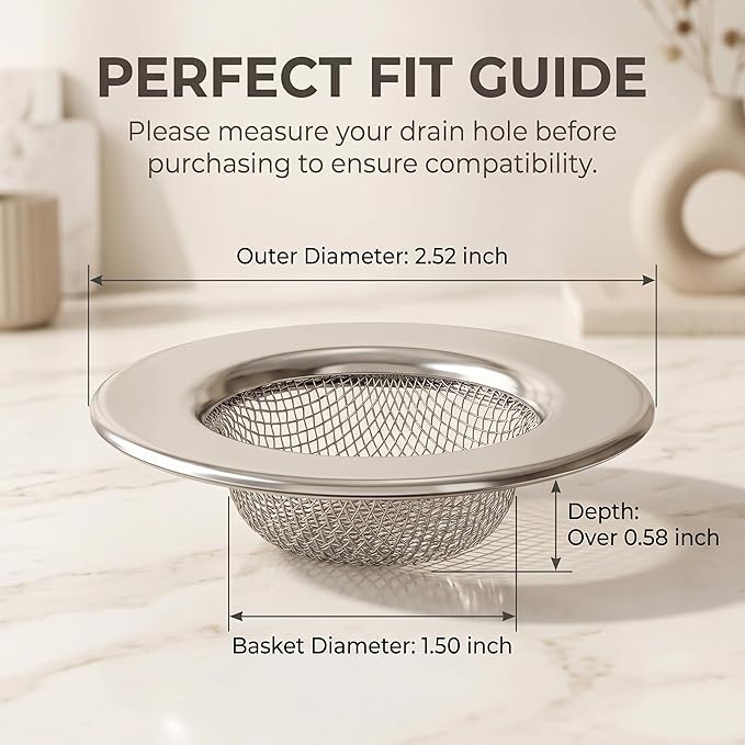Seatery 2PCS 1.50" Bathtub Hair Catcher, Bathroom Sink Strainers, Tub Drain Hair Catcher, Drain Strainer for Shower, Laundry, Mop Pool, Utility, Slop, RV Sink, Stainless Steel