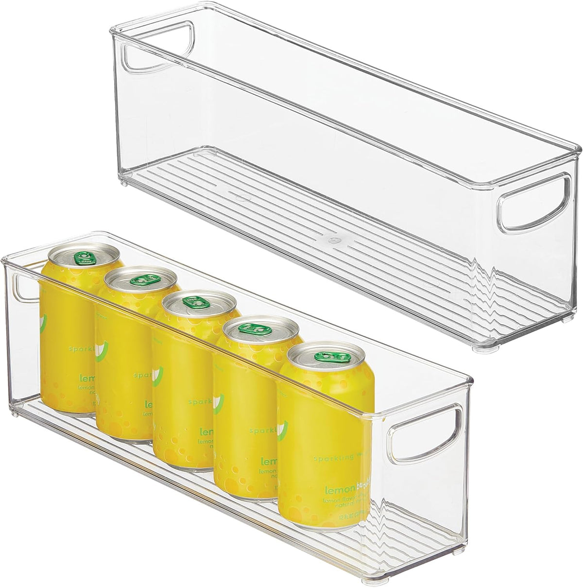 Plastic Stackable Pantry Bin, Set of 2, Clear