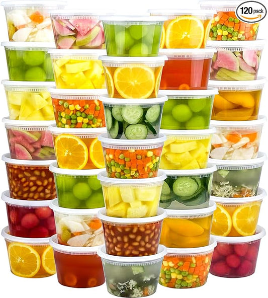 60 Sets (120-Piece) Deli Containers with Lids 16 oz