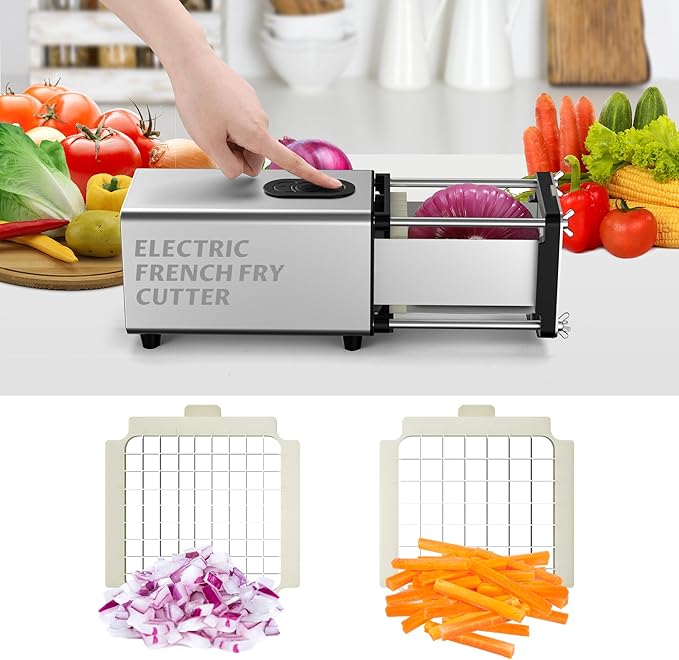 SIXRARI Replacement Chopper 1/2‘’ Blade, Commercial Vegetable Chopper Dicer Stainless Steel Blade and Pusher Block for Fruit Cutting Machine Tomato Onions Carrots French Fries Cutter