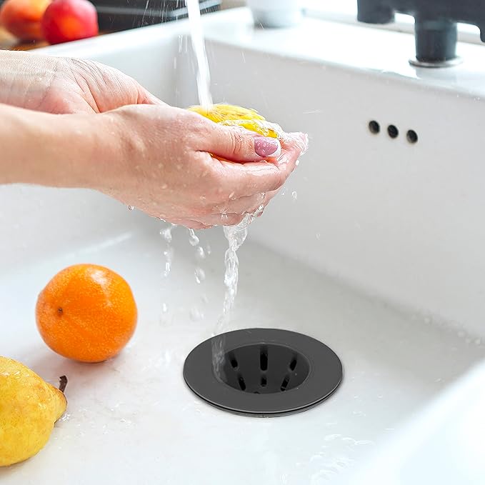 OGGI Silicone Sink Strainer- Great Kitchen Sink Strainer, Sink Drain Strainer, Drain Stopper, Sink Plug, 4.6˝ Diameter Rim, Black (Pack of 2)