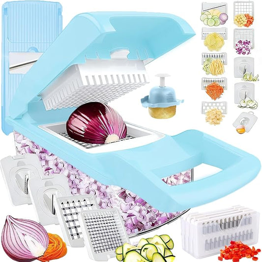Pro-Series 20-in-1 Vegetable Chopper w/Container, Cheese Grater Hand Crank, Box Mandoline Slicer Food Cutter Shredder Mandolin for Veggie Onion Salad Fruit Potato (Kitchen Gadget & Essential)