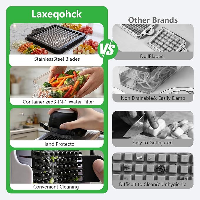 12-in-1 Mandoline Slicer & Vegetable Chopper Pro with Container, Onion Chopper, Potato Cutter, Food Dicer & Grater - Carrot, Garlic, Home Essentials & Gifts (white)