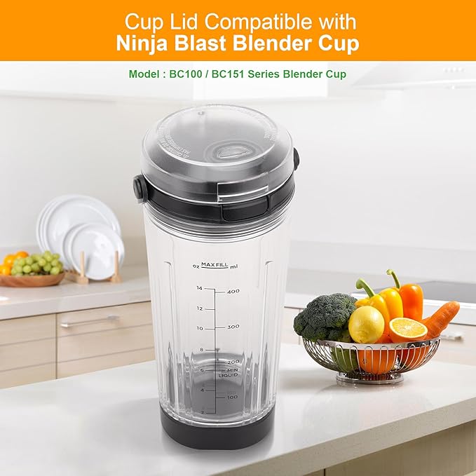 Sip Lid with Carry Handle Compatible with Ninja Blast Portable Blender BC100 & BC151 Series Cups 18 Oz Blending Vessel, Sip Seal Spout Lids, Dishwasher Safe, Leakproof Lid Accessories,