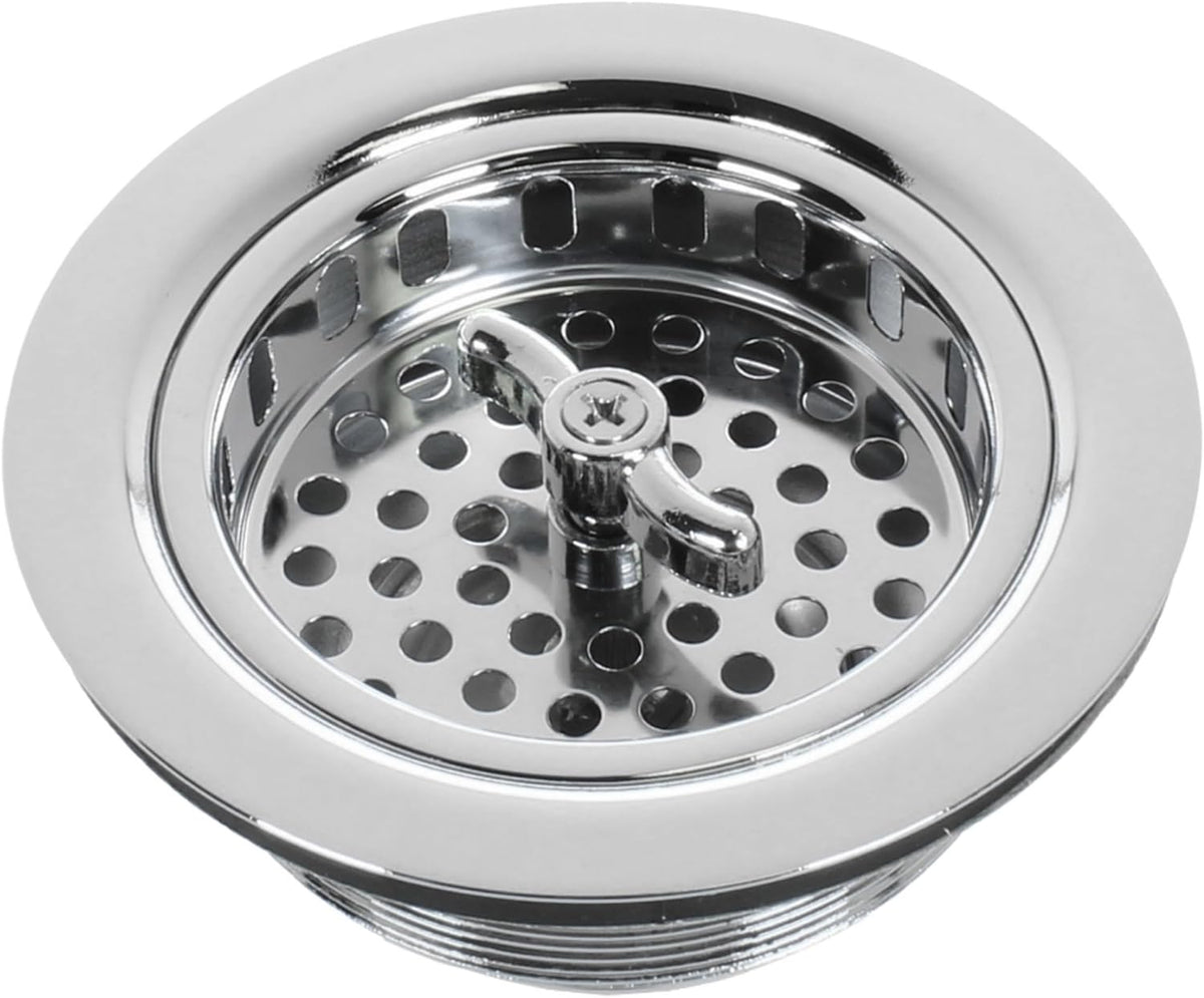 3.5" Sink Drain Assembly with Twist Lock Basket Strainer, Solid Brass, Polished Chrome