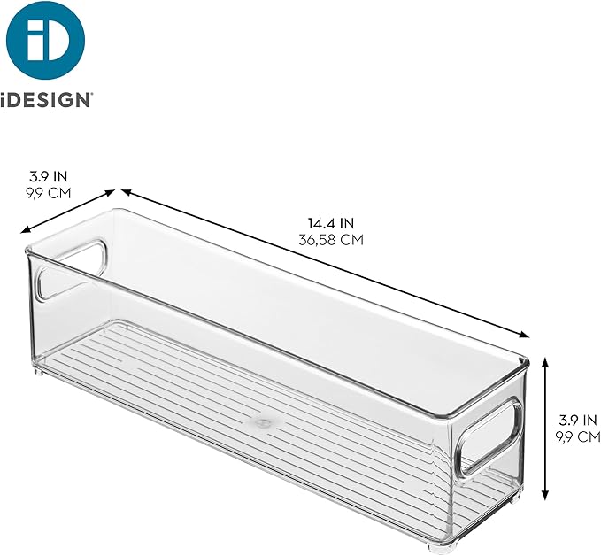 iDesign Stackable Fridge Bin with Handles - Ideal for Freezer or Pantry, Set of 6, Clear, Made in USA