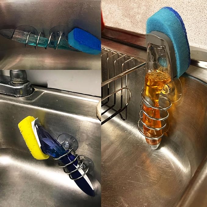 Soap Dispensing Palm Brush Holder Sink Sponge Dish Brush Holder for Kitchen Brush Dish Brush with Soap Dispenser Pot with a Traceless Suction Cup