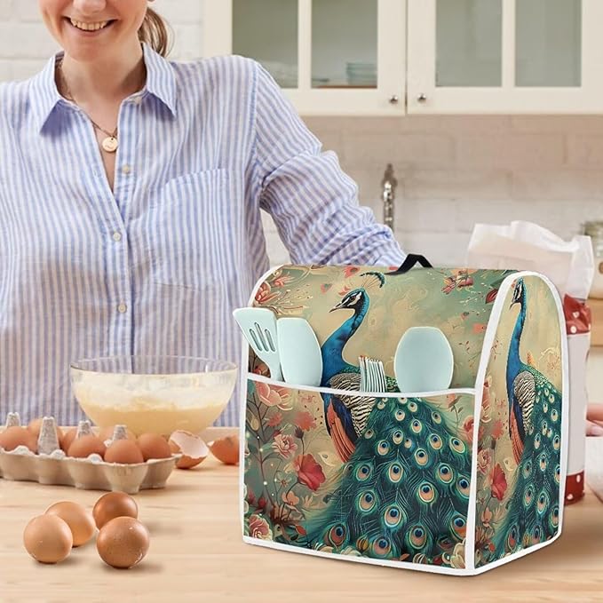 Peacock Mixer Cover | Lightweight Dust Protector for 6-8 Quart Kitchen Mixers | Extends Appliance Life & Enhances Home Kitchen Decor