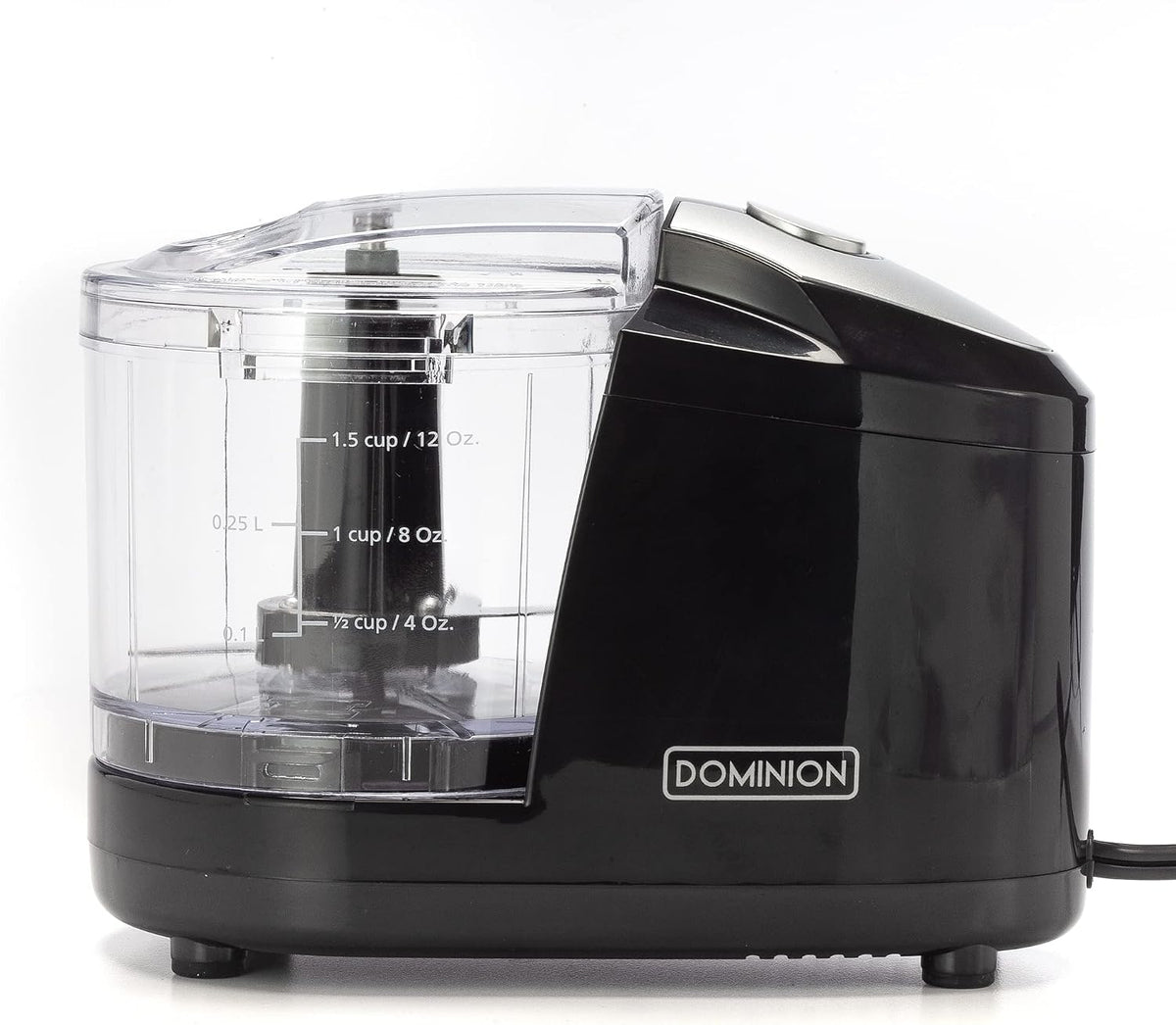 1.5 Cup - Electric Mini Food Chopper - Vegetable & Fruit Cutter - Premium Stainless Steel Blades with Safety Lock Cover - One Step/Touch Button - Non-Skid Rubber Feet - Black