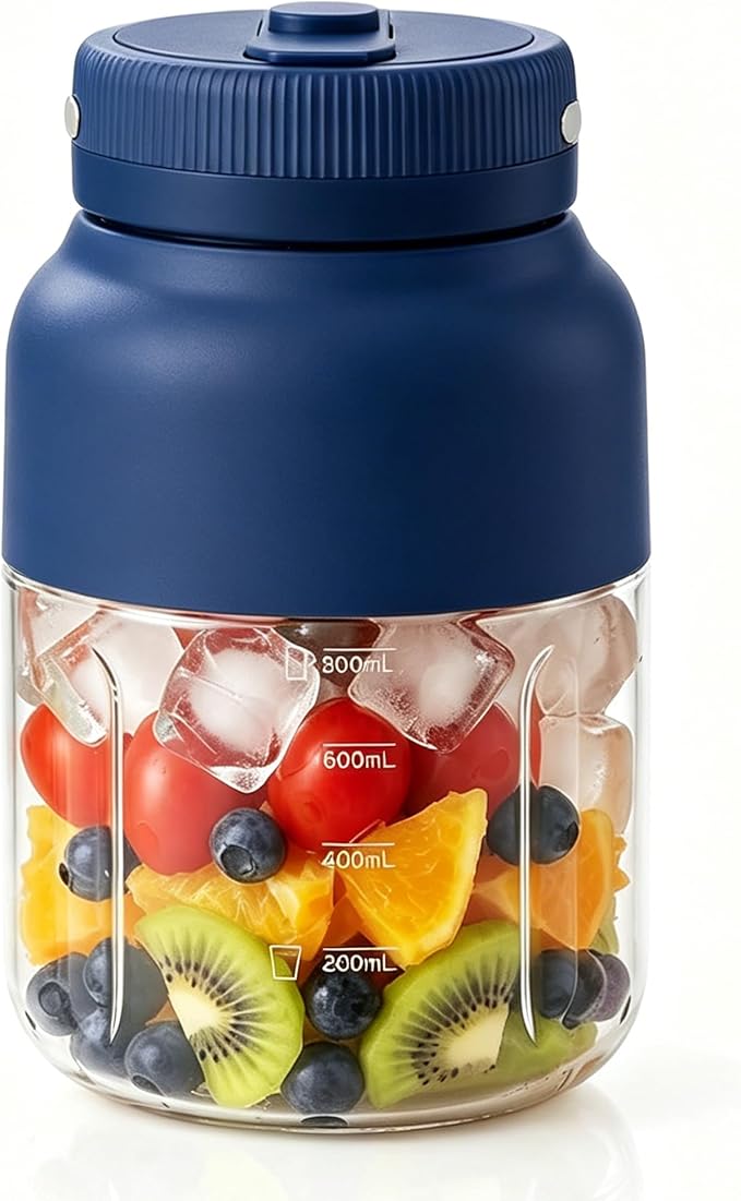 Portable Blender for Smoothies & Shakes – 43.96oz Personal Blender with 38-Blade Ice Crushing System, USB Type-C Rechargeable Travel Juicer Cup with Straw, Leakproof for Frozen Drinks & Juice (B-1pc)