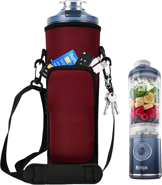 Storage Sleeve Bag for Ninja Blast Max Portable Blender with Shoulder Strap and Accessory Pocket compatible with BC251NV/BC251IV/BC251GY/BC251MT/BC251PK/BC251LD/BC251SL, 22 oz (Claret)
