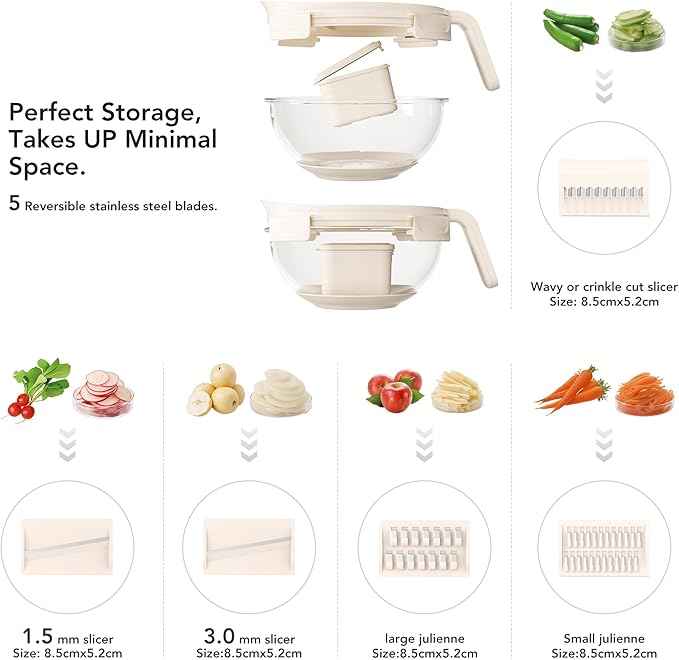 Genicook Salad Chopper with Bowl, Vegetable Chopper for Salad Prep, 8.5 Cup Glass Bowl, Food Chopper for Kitchen, Onion Chopper, BPA-Free & Dishwasher Safe, Easy Meal Prep Tool