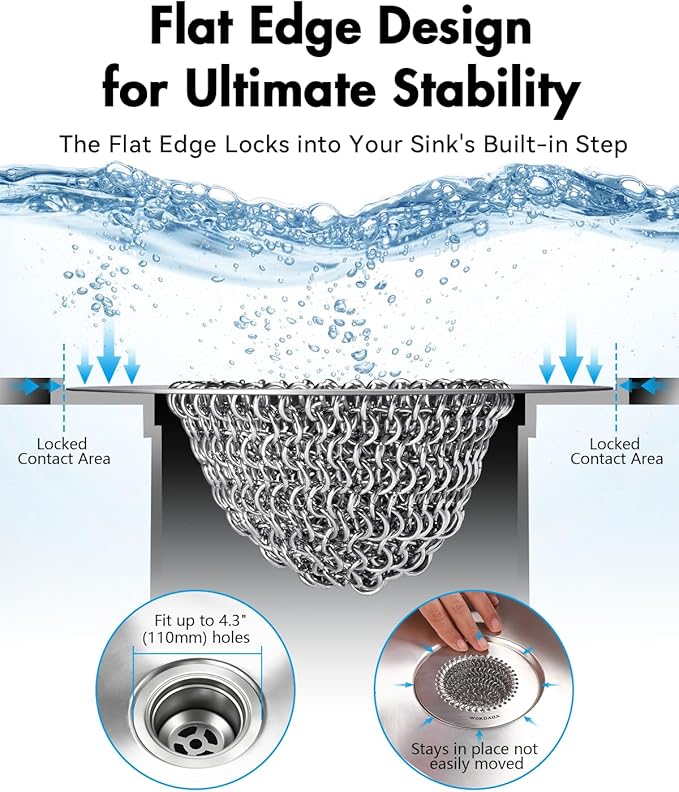 Sink Strainer with Stopper, Wokdada Revolutionary Clog-Free Food Catcher for Garbage Disposal