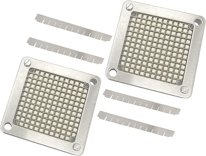 2pcs 1/4" Replacement Blade Set for Commercial Vegetable Chopper, Stainless Steel Interchangeable Blade & Pusher Block Set for Fruit Dicer Cutter
