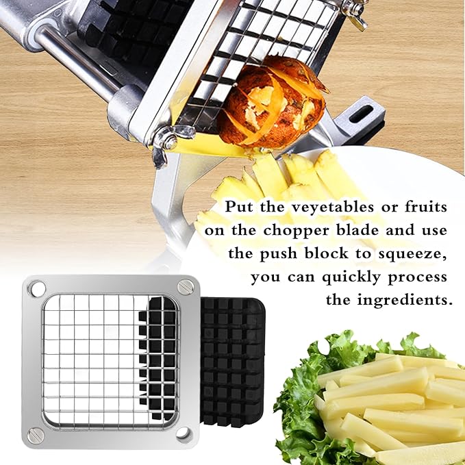 Replacement Chopper 1/4" and 3/8" Blade, 2 PCS Commercial Vegetable Chopper Dicer, French Fry Cutter Stainless Steel Blade for Fruit Cutting Machine Tomato Onion Pusher Block