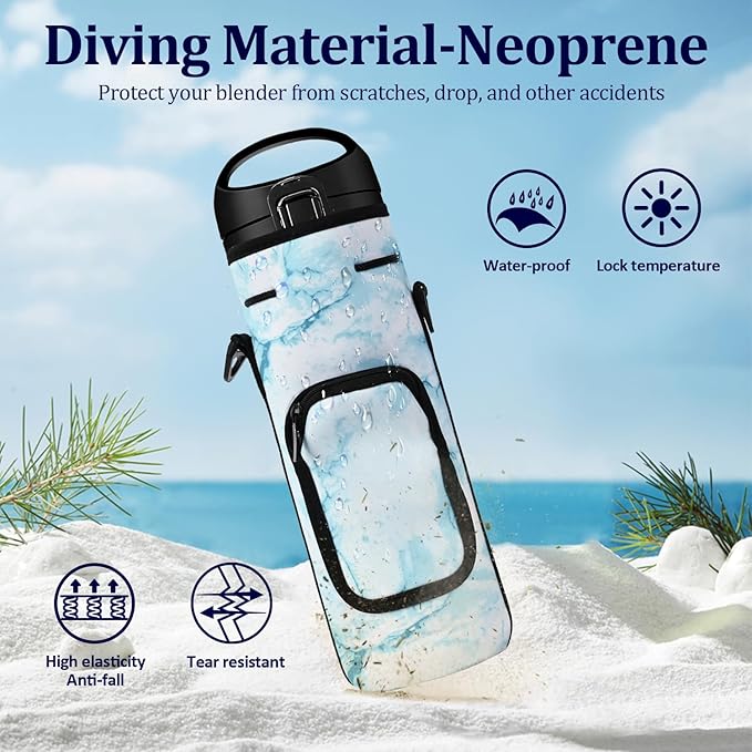 Portable Blender Carrying Case Bag for Magic Bullet Portable Blender (MBPB50100 MBPB50100W MBPB50100FP MBPB50100AK), Storage Bag for blender with Shoulder Strap and Pocket (Marble Blue)