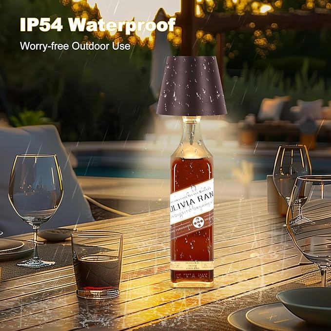 Wireless Bottle Lamp, 2026 New 3 Color Rechargeable Led Wine Bottle Lights for Bars Restaurants (Brown, 1PC)