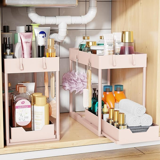 Simple Trending Under Sink Organizer 2 Pack, Pink